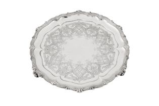 A Victorian sterling silver salver, London 1862 by messrs Barnard