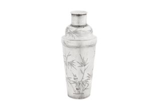 An early 20th century Chinese export silver cocktail shaker, Shanghai circa 1930 possibly retailed b