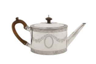 A George III sterling silver teapot, London 1786 by Charles Aldridge