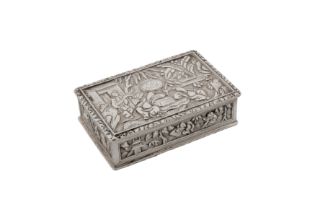 A mid-19th century Chinese export silver snuff box, Canton circa 1850 retailed by Khecheong