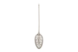A George II unmarked silver mote spoon, probably London circa 1750