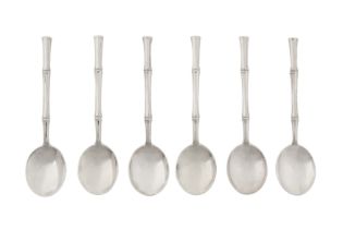 A set of six mid-20th century American sterling silver soup spoons, New York circa 1970 by Tiffany a