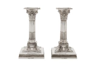A pair of Victorian sterling silver candlesticks, Sheffield 1897 by James Dixon and Sons