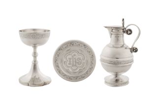 A cased Victorian sterling silver travelling communion set, London 1895/96 by George Maudsley Jackso