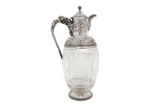 A Victorian sterling silver mounted claret jug, London 1898 by Mappin and Webb