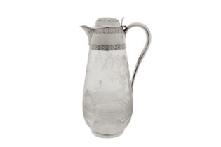 A Victorian sterling silver mounted claret jug, London 1887 by Ephraim Tysall (reg. 2nd April 1867)