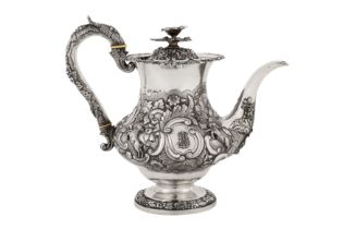 A George IV sterling silver coffee pot, London 1828 by Jonathon Hayne