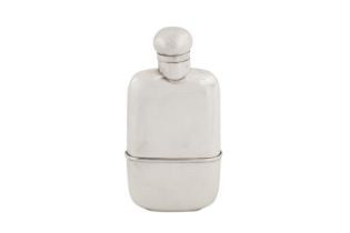 A George V sterling silver spirit or hip flask, Sheffield 1920 by Walker and Hall