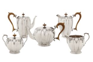 An Elizabeth II sterling silver five-piece tea and coffee service, Sheffield 1975 by Mappin and Webb