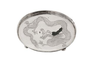 An early 20th century Chinese export silver dressing table tray, Shanghai circa 1910 by Shang, retai