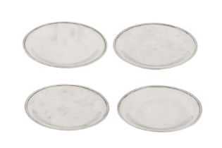 A set of four early 19th century Chinese Export silver dishes, Canton circa 1820 mark of Tu Hopp