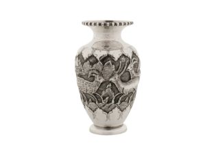 A mid -20th century Persian (Iranian) silver small vase, Isfahan circa 1950 mark of Bireae