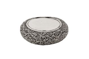 A late 19th century Anglo – Indian unmarked silver table snuff box, Cutch circa 1890