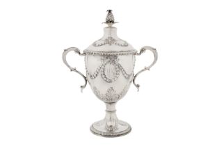 Earl Fortescue – A George III sterling silver twin handled cup and cover, London 1773 by Richard Gar