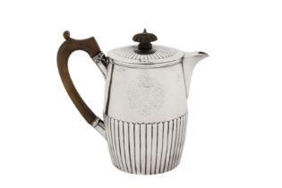 A George III sterling silver hot water or coffee pot, London 1798, maker’s mark obscured