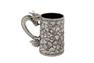 A late 19th century Chinese export silver mug, Canton circa 1870 retailed by Khecheong