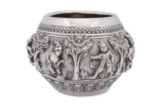 An early 20th century Anglo – Indian unmarked silver bowl, Lucknow circa 1910 by a peacock maker