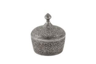 A rare mid to late 19th century Anglo - Indian silver butter dish, Kashmir circa 1870