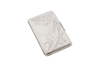 An early 20th century Russian 84 zolotnik silver cigarette case, Moscow post-1908 by Grigory Sbitnev