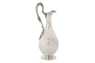 A Victorian sterling silver wine ewer, London 1856 by William Smiley