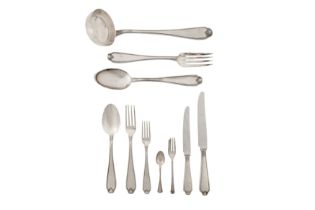 A mid-20th century Italian 800 standard silver table service of flatware / canteen, Bologna 1944-68