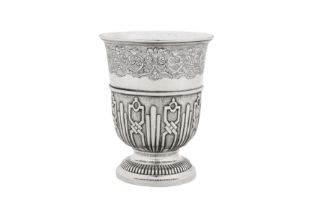 A late 20th century Portuguese 916 standard silver beaker, Lisbon circa 1970 retailed by Tiffany and