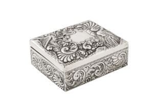 A Victorian sterling silver stamp box, London 1895 by Goldsmiths and Silversmiths Co