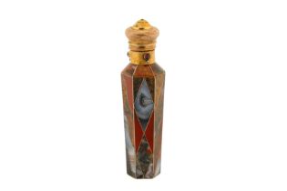 A Victorian unmarked gold and Scottish agate scent bottle, Edinburgh circa 1870, retailed by Marshal