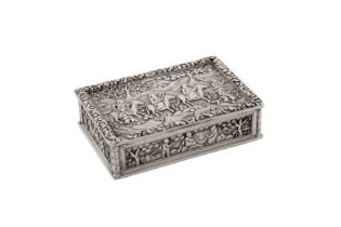 A mid-19th century Chinese export silver snuff box, Canton circa 1850 retailed by Sun Shing