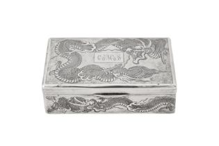 An early 20th century Chinese export silver cigarette box, Shanghai circa 1930