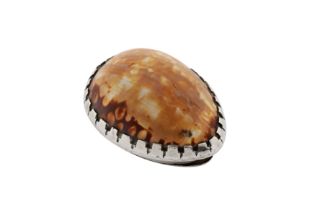 A mid-18th century South African colonial silver mounted cowrie shell snuff box, Cape circa 1760 by