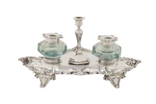 A Victorian sterling silver inkstand, Sheffield 1856 by Henry Wilkinson and Co