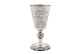 A late 19th century Portuguese silver goblet, Porto 1870-81