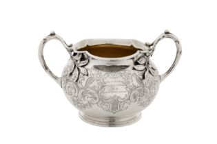 A Victorian sterling silver sugar bowl, London 1852 by Smith, Nicholson and Co