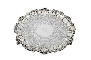 A Victorian Scottish sterling silver salver, Edinburgh 1844 by James McKay