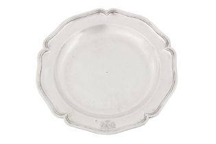 A Louis XVI late 18th century French provincial silver second course dish, Besançon circa 1775 by Je