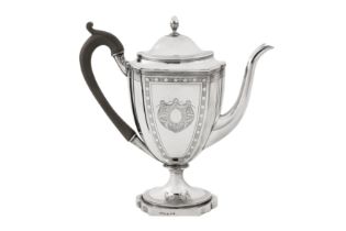 A George III Scottish sterling silver coffee pot, Edinburgh 1799 by McHattie and Fenwick