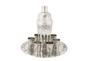 An early 20th century Chinese export unmarked silver cocktail set, Shanghai circa 1930