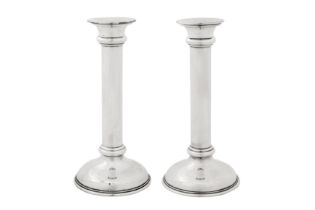 A pair of Elizabeth II Scottish sterling silver candlesticks, Edinburgh 2000 by Hamilton and Inches
