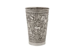 An early 20th century Persian (Iranian) unmarked silver beaker, Kermanshah circa 1910