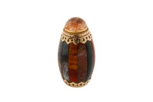 A Victorian Scottish unmarked gold and agate hardstone vinaigrette, circa 1870