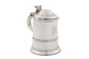 A George II sterling silver half-quart or pint tankard, London 1738 by Francis Spilsbury I (reg. 24t