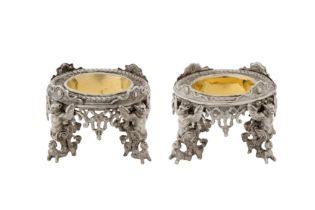 A pair of mid to late 19th century German or Italian silver salts, circa 1850-80