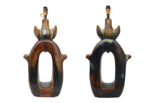 A PAIR OF UNUSUAL POTTERY FLOOR LAMPS Preview: Colville Road