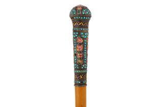 A 19TH CENTURY PERSIAN QAJAR WALKING STICK HANDLE