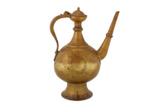 AN 18TH CENTURY MUGHAL INDIAN BRASS EWER PROBABLY LAHORE