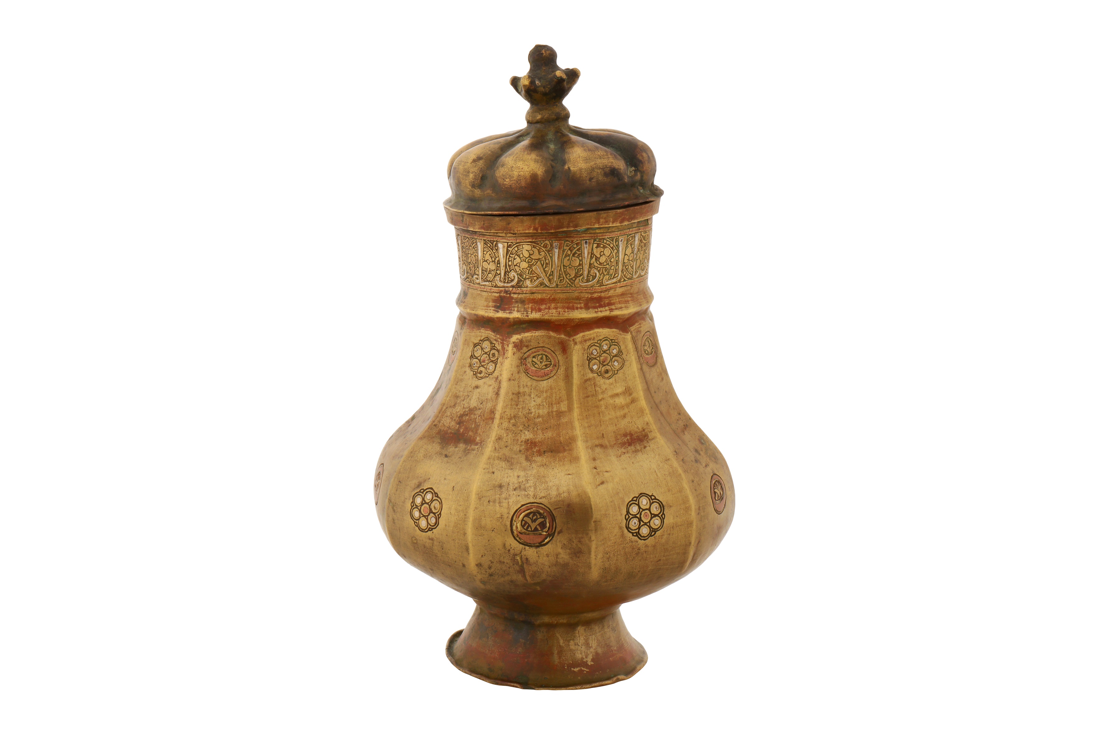 A 12TH CENTURY PERSIAN SELJUK JUG WITH SILVER AND COPPER INLAY - Image 3 of 4