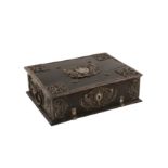 AN 18TH CENTURY DUTCH COLONIAL SINHALESE SILVER MOUNTED EBONY BOX OR CASKET