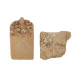 TWO POSSIBLY INDIAN CARVED STONE ARCHITECTURAL PIECES