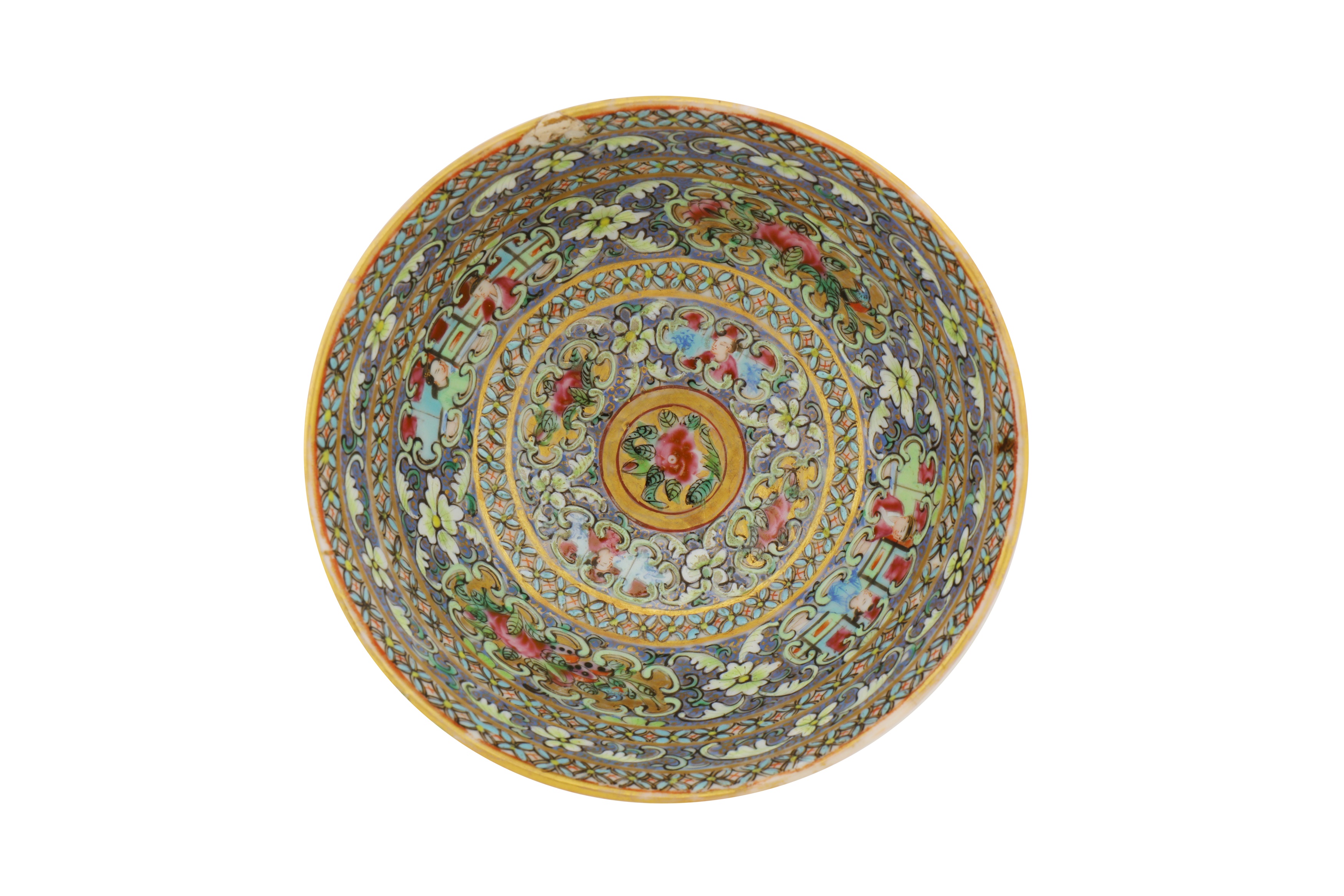 A MEDIUM-SIZED BOWL AND DISH AND SMALLER BOWL FROM THE ZILL AL-SULTAN CANTON PORCELAIN SERVICE - Image 10 of 17
